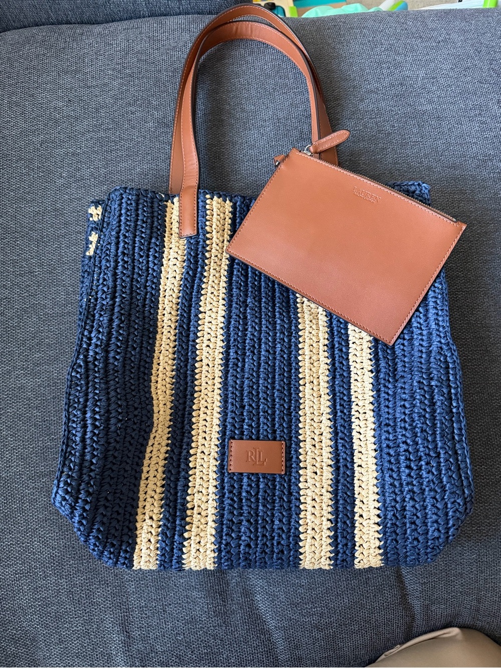 Ralph Lauren
Striped Woven Straw Large Wilow Tote Bag